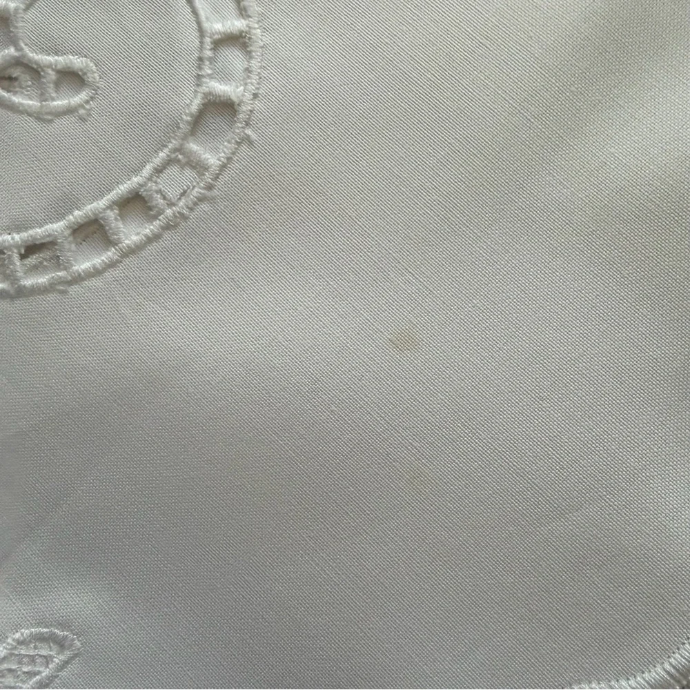 Vintage Hand-Embroidered Cutwork Tablecloth + 2 Napkins – White on White